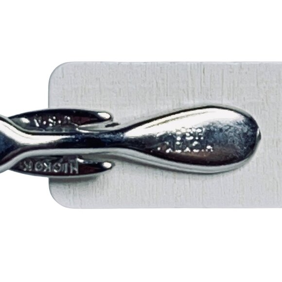 Vintage Silver Tone Hickok Tie Bar W/Lincoln Memorial Button (1297) - Picture 3 of 5